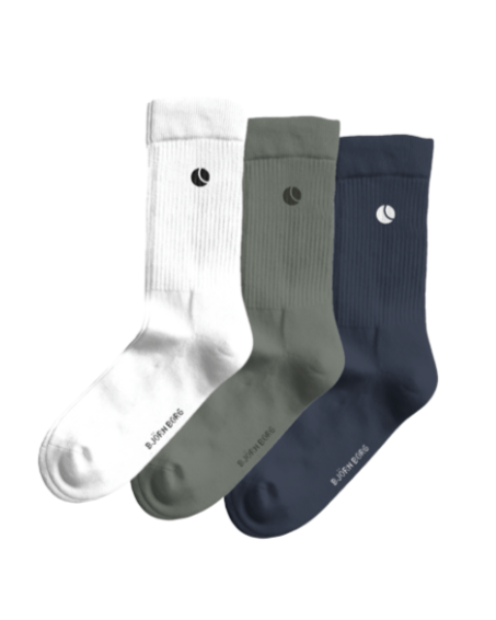 Björn Borg Core Crew Sock White/Green/Navy (3 Pack)